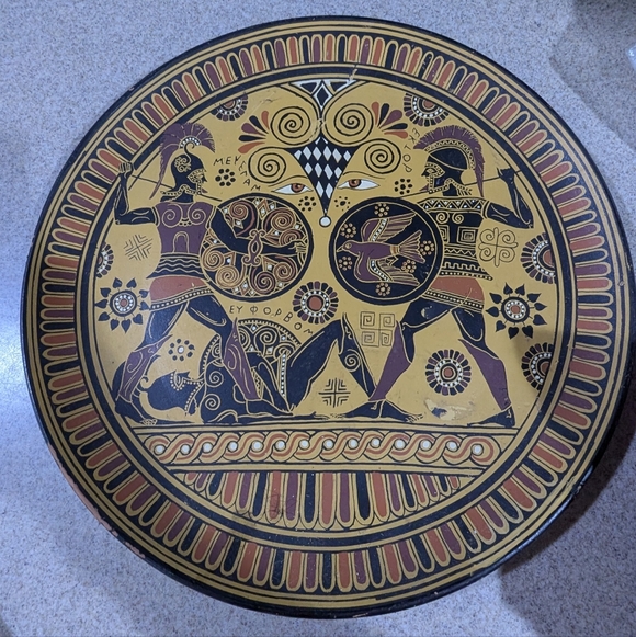 Greek-Inspired Decorative Wall Plate - Yellow and Black